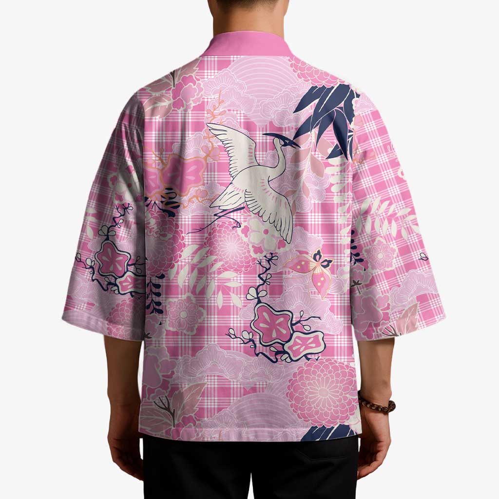 Pink Palaka Crane and Flowers Kimono Japan Heritage Spirit LT9 - Polynesian Pride