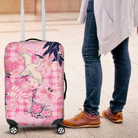 Pink Palaka Crane and Flowers Luggage Cover Japan Heritage Spirit - Polynesian Pride