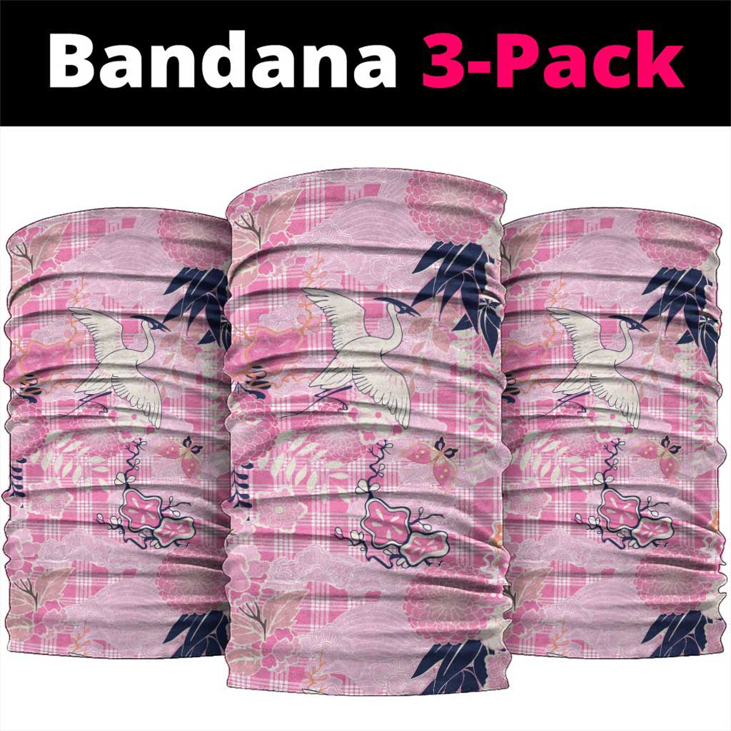 Pink Palaka Crane and Flowers Neck Gaiter Japan Heritage Spirit - Polynesian Pride