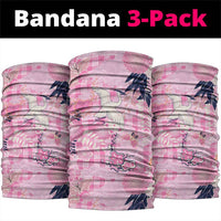 Pink Palaka Crane and Flowers Neck Gaiter Japan Heritage Spirit - Polynesian Pride