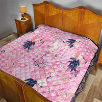 Pink Palaka Crane and Flowers Quilt Japan Heritage Spirit - Polynesian Pride