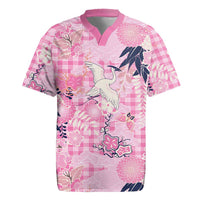 Pink Palaka Crane and Flowers Rugby Jersey Japan Heritage Spirit - Polynesian Pride