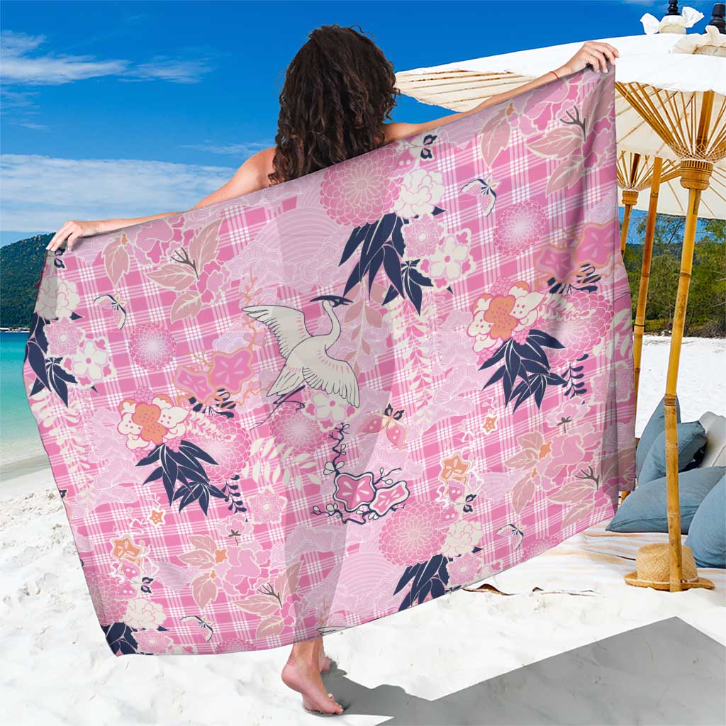 Pink Palaka Crane and Flowers Sarong Japan Heritage Spirit - Polynesian Pride