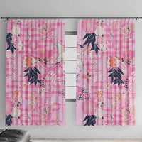 Pink Palaka Crane and Flowers Window Curtain Japan Heritage Spirit - Polynesian Pride