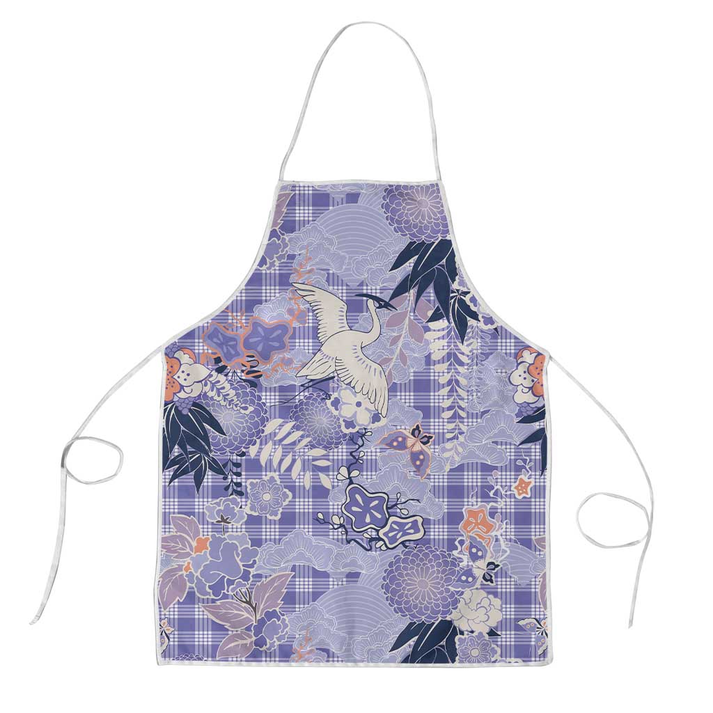 Purple Palaka Crane and Flowers Apron Japan Heritage Spirit - Polynesian Pride
