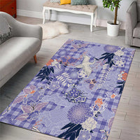 Purple Palaka Crane and Flowers Area Rug Japan Heritage Spirit - Polynesian Pride