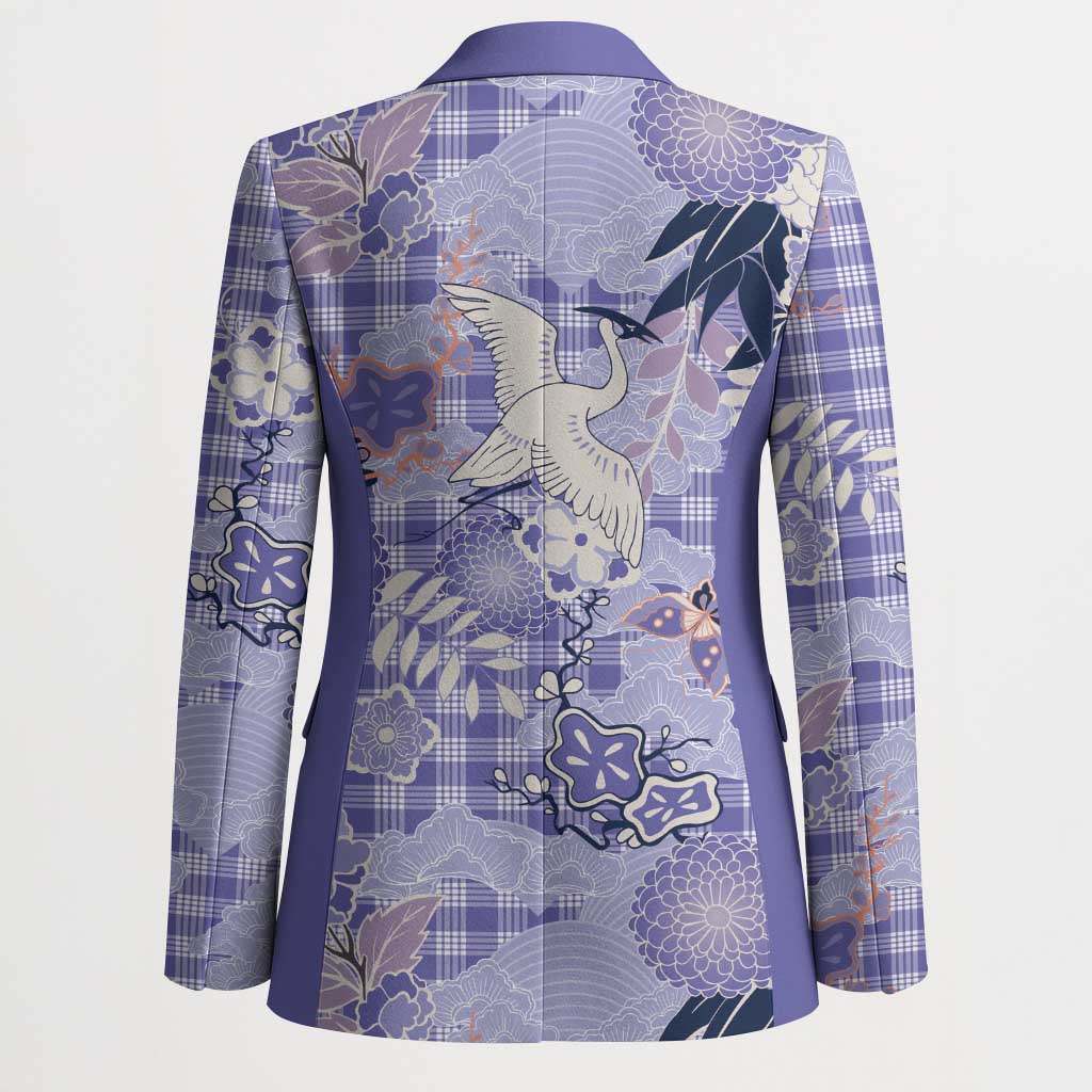 Purple Palaka Crane and Flowers Blazer Japan Heritage Spirit - Polynesian Pride