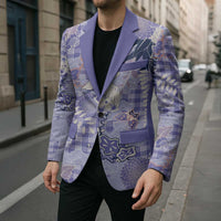 Purple Palaka Crane and Flowers Blazer Japan Heritage Spirit - Polynesian Pride