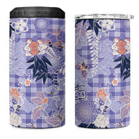 Purple Palaka Crane and Flowers 4 in 1 Can Cooler Tumbler Japan Heritage Spirit - Polynesian Pride