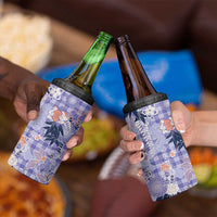 Purple Palaka Crane and Flowers 4 in 1 Can Cooler Tumbler Japan Heritage Spirit - Polynesian Pride