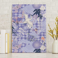 Purple Palaka Crane and Flowers Canvas Wall Art Japan Heritage Spirit - Polynesian Pride
