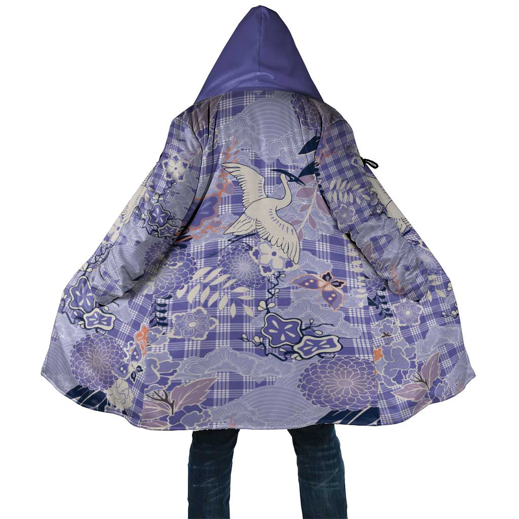 Purple Palaka Crane and Flowers Cloak Japan Heritage Spirit - Polynesian Pride