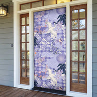 Purple Palaka Crane and Flowers Door Cover Japan Heritage Spirit - Polynesian Pride