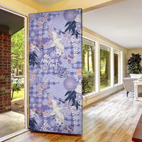 Purple Palaka Crane and Flowers Door Cover Japan Heritage Spirit - Polynesian Pride