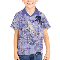 Purple Palaka Crane and Flowers Family Matching Summer Maxi Dress and Hawaiian Shirt Japan Heritage Spirit - Polynesian Pride