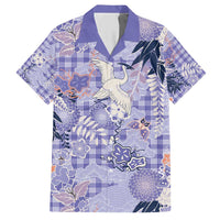 Purple Palaka Crane and Flowers Hawaiian Shirt Japan Heritage Spirit - Polynesian Pride