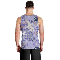 Purple Palaka Crane and Flowers Men Tank Top Japan Heritage Spirit - Polynesian Pride