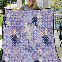 Purple Palaka Crane and Flowers Quilt Japan Heritage Spirit - Polynesian Pride