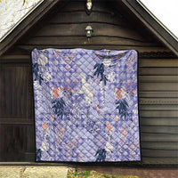 Purple Palaka Crane and Flowers Quilt Japan Heritage Spirit - Polynesian Pride