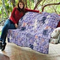 Purple Palaka Crane and Flowers Quilt Japan Heritage Spirit - Polynesian Pride