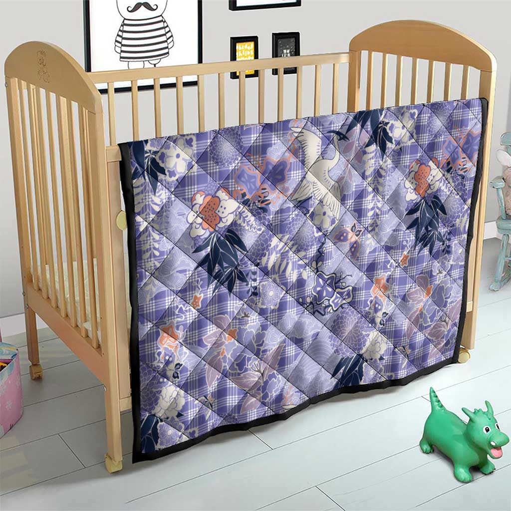 Purple Palaka Crane and Flowers Quilt Japan Heritage Spirit - Polynesian Pride