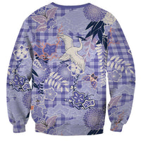 Purple Palaka Crane and Flowers Sweatshirt Japan Heritage Spirit - Polynesian Pride