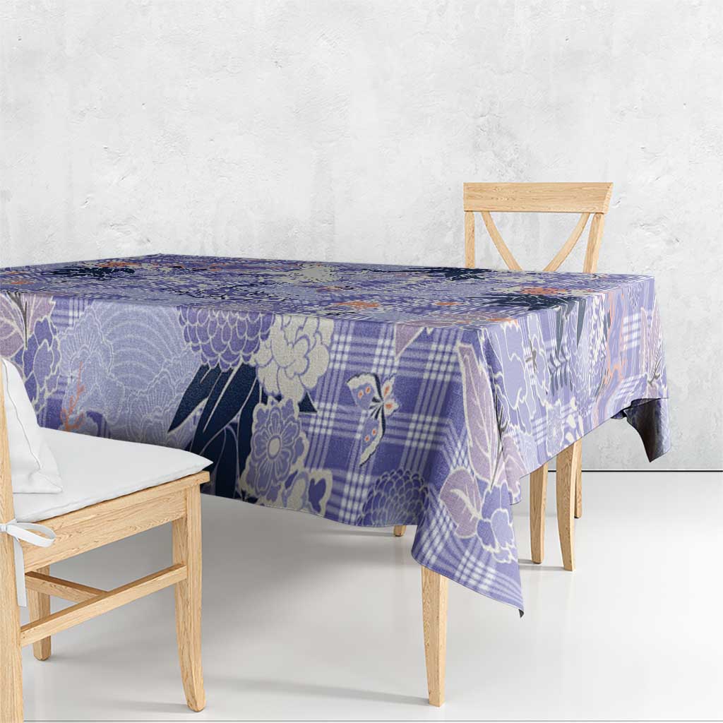 Purple Palaka Crane and Flowers Tablecloth Japan Heritage Spirit - Polynesian Pride