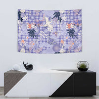 Purple Palaka Crane and Flowers Tapestry Japan Heritage Spirit - Polynesian Pride