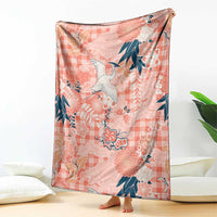 Red Palaka Crane and Flowers Blanket Japan Heritage Spirit - Polynesian Pride