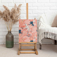 Red Palaka Crane and Flowers Canvas Wall Art Japan Heritage Spirit - Polynesian Pride
