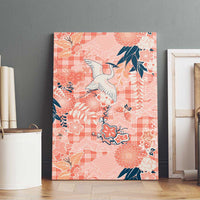 Red Palaka Crane and Flowers Canvas Wall Art Japan Heritage Spirit - Polynesian Pride