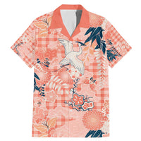 Red Palaka Crane and Flowers Family Matching Mermaid Dress and Hawaiian Shirt Japan Heritage Spirit - Polynesian Pride