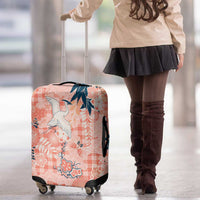 Red Palaka Crane and Flowers Luggage Cover Japan Heritage Spirit - Polynesian Pride
