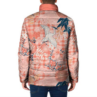 Red Palaka Crane and Flowers Padded Jacket Japan Heritage Spirit - Polynesian Pride