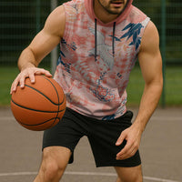 Red Palaka Crane and Flowers Sleeveless Hoodie Japan Heritage Spirit - Polynesian Pride