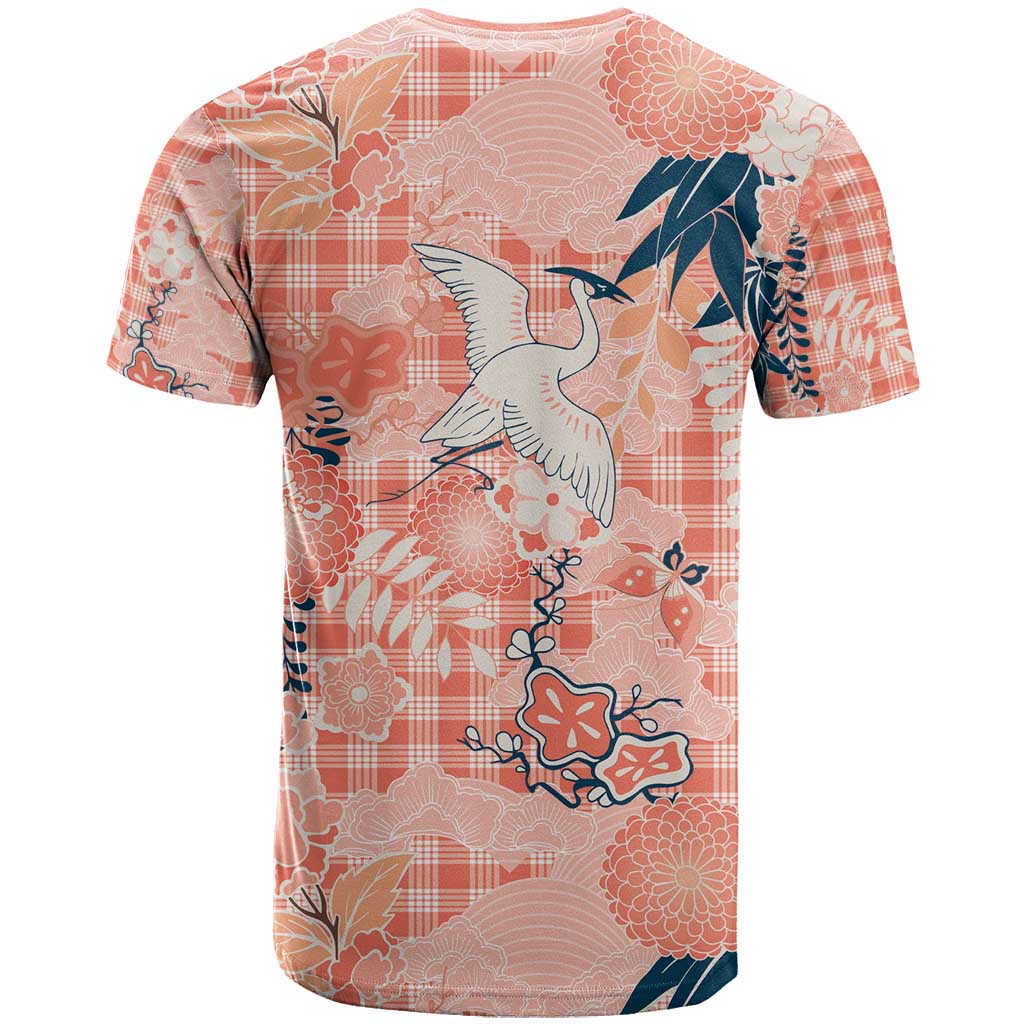 Red Palaka Crane and Flowers T Shirt Japan Heritage Spirit - Polynesian Pride