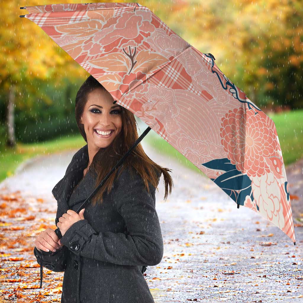 Red Palaka Crane and Flowers Umbrella Japan Heritage Spirit - Polynesian Pride