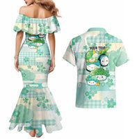 Personalized Japanese Kawaii Sushi Couples Matching Mermaid Dress and Hawaiian Shirt Green Wagara Palaka This Is How I Roll LT9 - Polynesian Pride