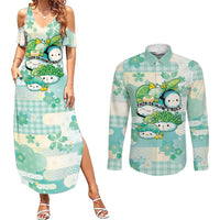 Personalized Japanese Kawaii Sushi Couples Matching Summer Maxi Dress and Long Sleeve Button Shirt Green Wagara Palaka This Is How I Roll LT9 Green - Polynesian Pride
