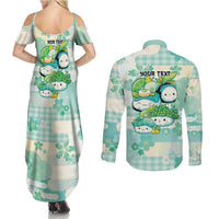 Personalized Japanese Kawaii Sushi Couples Matching Summer Maxi Dress and Long Sleeve Button Shirt Green Wagara Palaka This Is How I Roll LT9 - Polynesian Pride