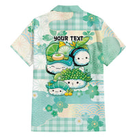 Personalized Japanese Kawaii Sushi Family Matching Off Shoulder Maxi Dress and Hawaiian Shirt Green Wagara Palaka This Is How I Roll