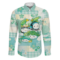 Personalized Japanese Kawaii Sushi Family Matching Off Shoulder Short Dress and Hawaiian Shirt Green Wagara Palaka This Is How I Roll