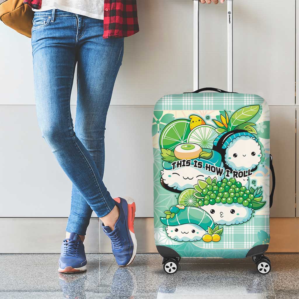 Japanese Kawaii Sushi Luggage Cover Green Wagara Palaka This Is How I Roll LT9 - Polynesian Pride