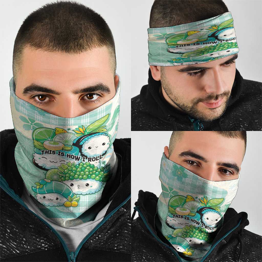 Japanese Kawaii Sushi Neck Gaiter Green Wagara Palaka This Is How I Roll LT9 - Polynesian Pride
