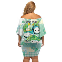 Personalized Japanese Kawaii Sushi Off Shoulder Short Dress Green Wagara Palaka This Is How I Roll LT9 - Polynesian Pride