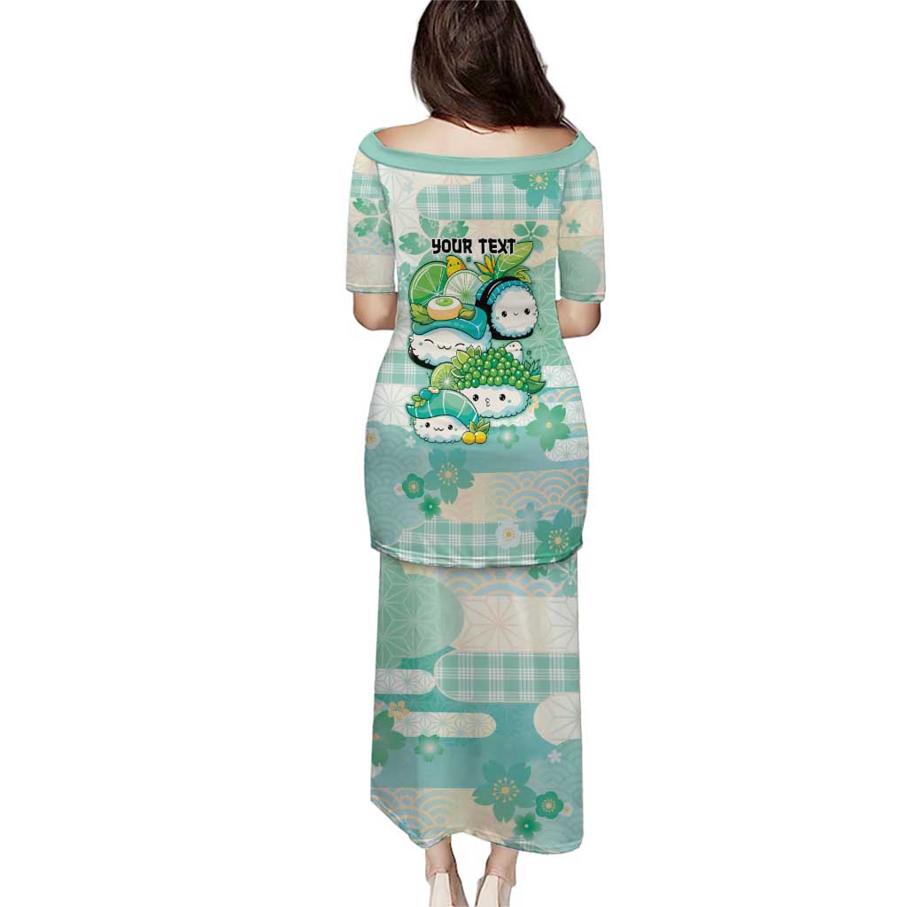 Personalized Japanese Kawaii Sushi Puletasi Green Wagara Palaka This Is How I Roll LT9 - Polynesian Pride
