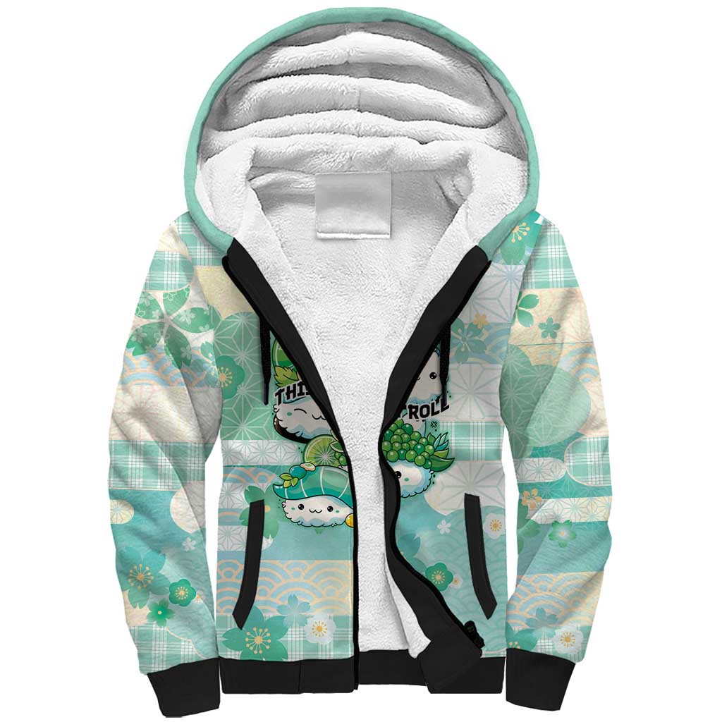 Personalized Japanese Kawaii Sushi Sherpa Hoodie Green Wagara Palaka This Is How I Roll