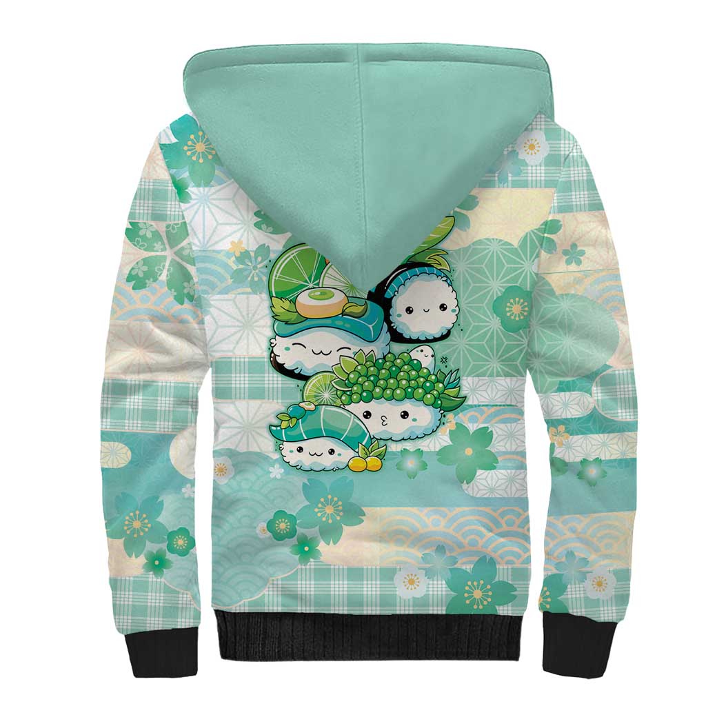 Personalized Japanese Kawaii Sushi Sherpa Hoodie Green Wagara Palaka This Is How I Roll