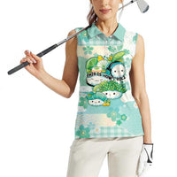 Personalized Japanese Kawaii Sushi Women Sleeveless Polo Shirt Green Wagara Palaka This Is How I Roll
