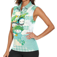 Personalized Japanese Kawaii Sushi Women Sleeveless Polo Shirt Green Wagara Palaka This Is How I Roll